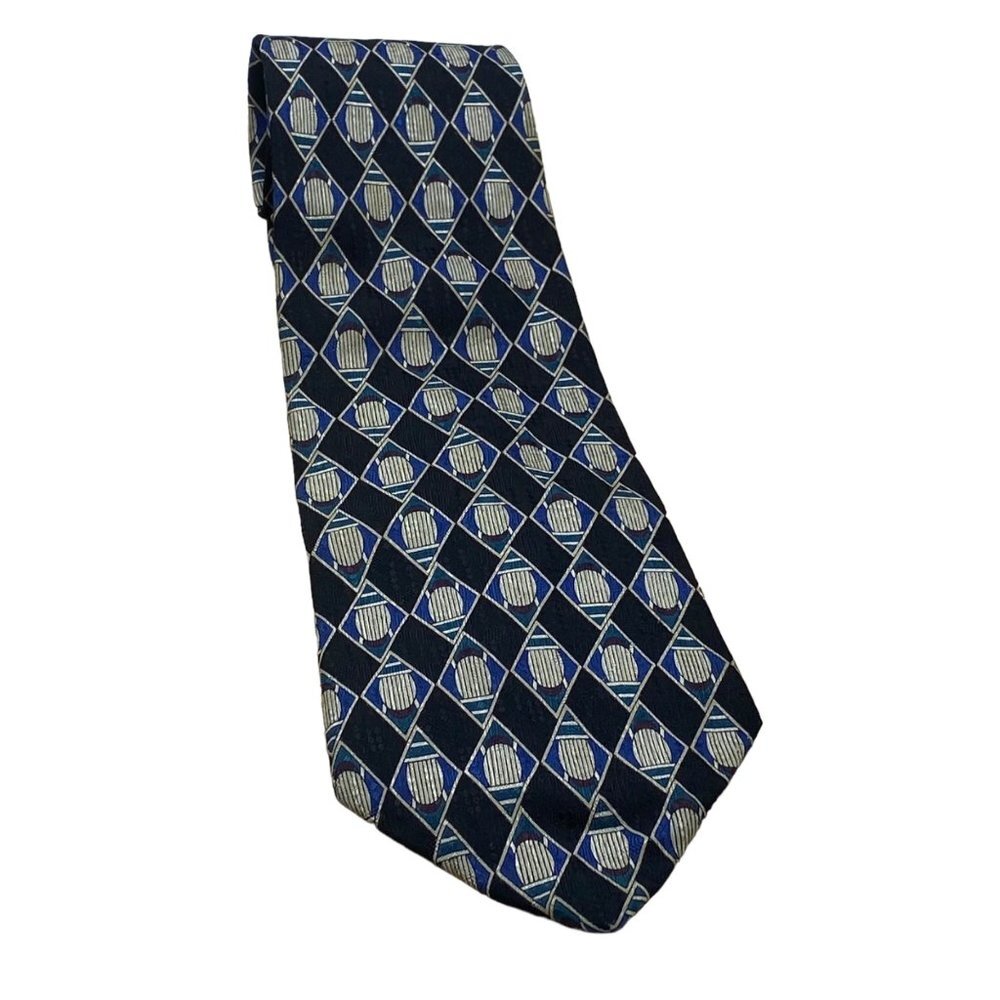 Christian Dior Gravate Executive Business Black Blue 100% Silk Neck Tie